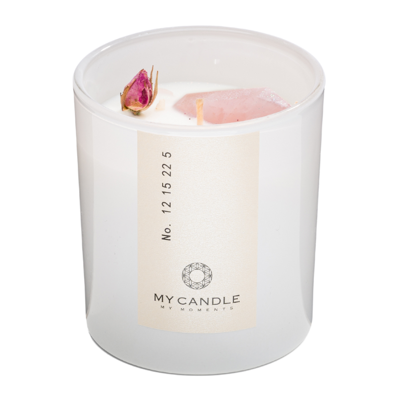 Juwelkerze Love | Rosenquarz & Kirschblüten-Duft für Harmonie – My Candle
